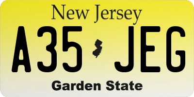 NJ license plate A35JEG