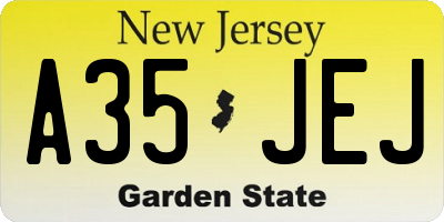 NJ license plate A35JEJ