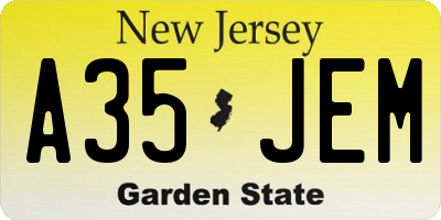 NJ license plate A35JEM