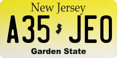 NJ license plate A35JEO