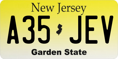 NJ license plate A35JEV