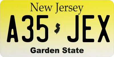 NJ license plate A35JEX