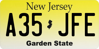 NJ license plate A35JFE