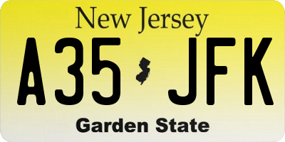 NJ license plate A35JFK