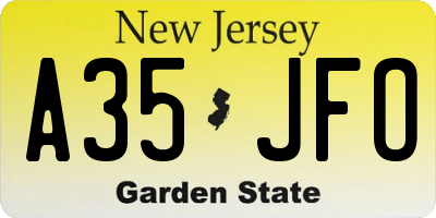 NJ license plate A35JFO