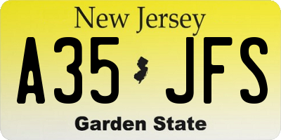 NJ license plate A35JFS