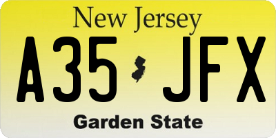 NJ license plate A35JFX