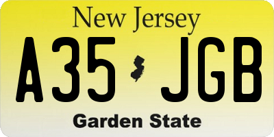 NJ license plate A35JGB