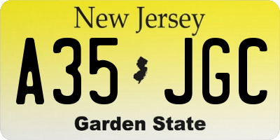 NJ license plate A35JGC