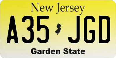 NJ license plate A35JGD