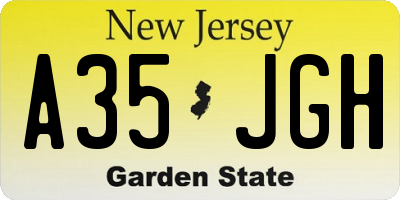 NJ license plate A35JGH