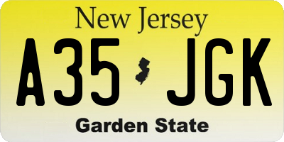 NJ license plate A35JGK