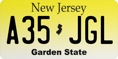 NJ license plate A35JGL