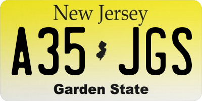 NJ license plate A35JGS