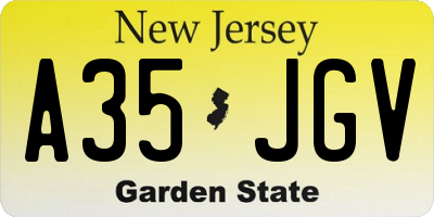 NJ license plate A35JGV
