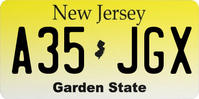 NJ license plate A35JGX