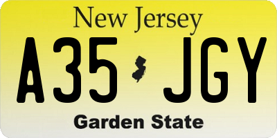 NJ license plate A35JGY