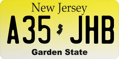 NJ license plate A35JHB