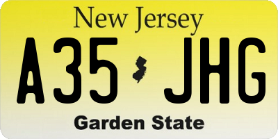 NJ license plate A35JHG