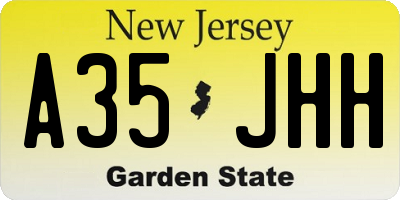 NJ license plate A35JHH