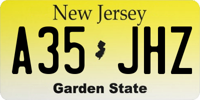 NJ license plate A35JHZ