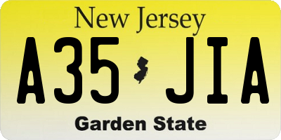 NJ license plate A35JIA