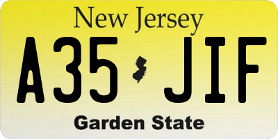 NJ license plate A35JIF
