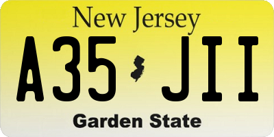 NJ license plate A35JII