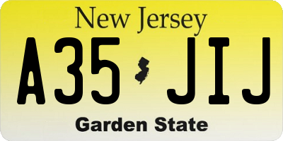 NJ license plate A35JIJ