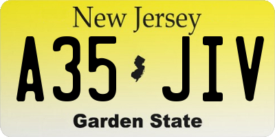 NJ license plate A35JIV