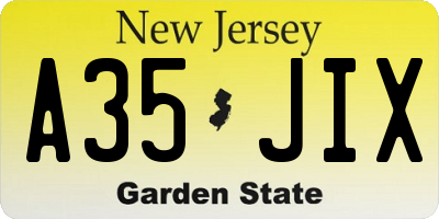 NJ license plate A35JIX