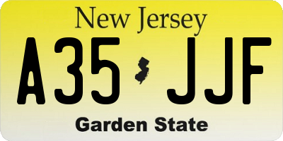 NJ license plate A35JJF