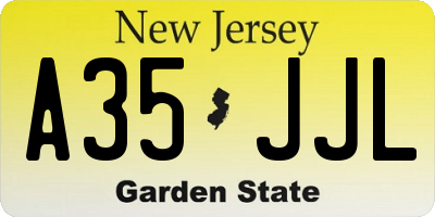 NJ license plate A35JJL