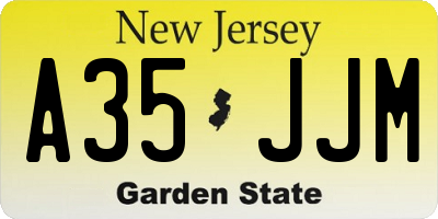 NJ license plate A35JJM