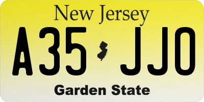 NJ license plate A35JJO