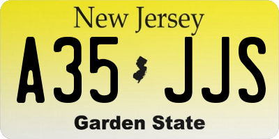 NJ license plate A35JJS