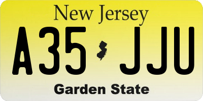 NJ license plate A35JJU