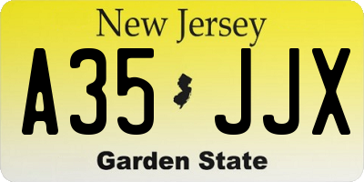 NJ license plate A35JJX