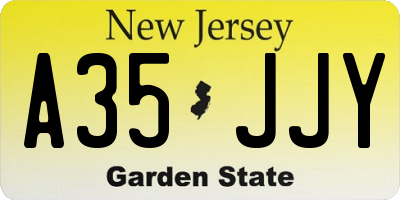 NJ license plate A35JJY