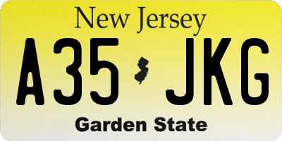 NJ license plate A35JKG
