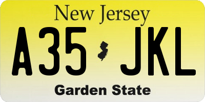 NJ license plate A35JKL