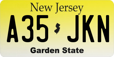 NJ license plate A35JKN