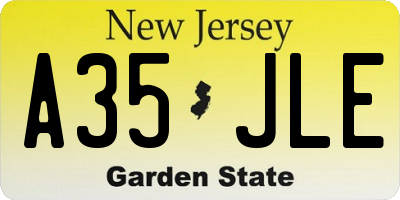 NJ license plate A35JLE
