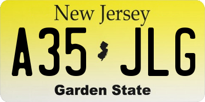NJ license plate A35JLG