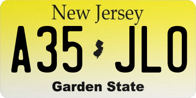 NJ license plate A35JLO