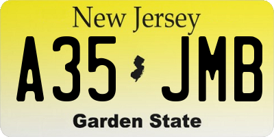 NJ license plate A35JMB