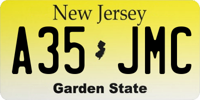 NJ license plate A35JMC