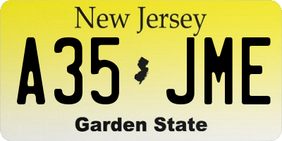 NJ license plate A35JME