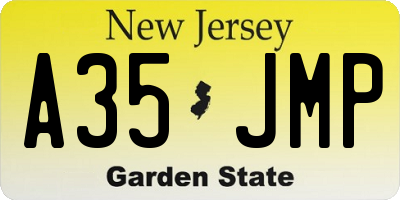 NJ license plate A35JMP