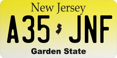 NJ license plate A35JNF